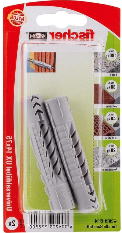Universele pluggen - Bevestigingspluggen - Montage klussen - Houdt in vele materialen - 14 x 75 mm