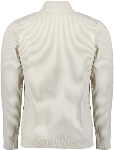 No Excess Cardigan full zip tuck stitch chalk
