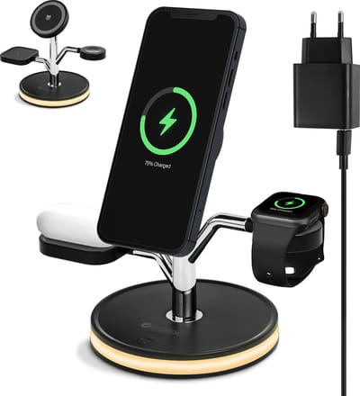 ForDig Apple Watch Oplader - Magsafe Oplader iPhone - 3 in 1 Draadloze Oplader - Wireless Charger - 15 Watt Snellader - Draadloos GSM QI Lader -