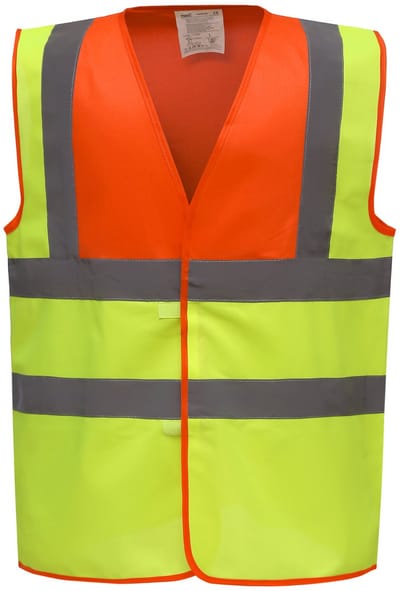 Yoko Signalisatievest met 2 Banden & Bretels YHVW100 - Hi Vis Orange / Hi Vis Yellow - S