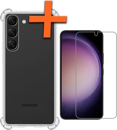 Hoes - Met Screenprotector - Geschikt voor Samsung Galaxy S23 - Sterk & Shockproof - Siliconen Case - Back Cover - Telefoon Hoes - Shock Proof - Transparant