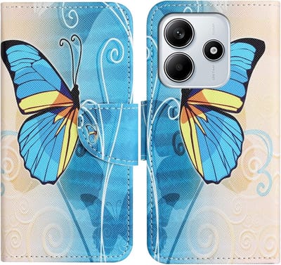Coverup Hoesje - Geschikt voor Xiaomi Redmi Note 14 5G Hoesje - Coverup Book Case - Blauwe Vlinder