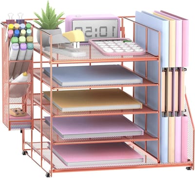 Bureau Organizer - Bestandsorganizer Houder - Bureau Opruimen - 6 Lades Gaas - 32 x 991 x 32 cm - Zwart