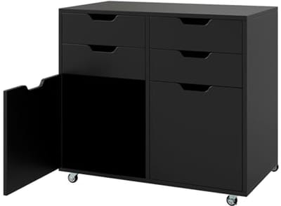 Mobiele Rolcontainer met 4 Laden en 2 Kasten voor Thuis en Kantoor