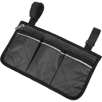 Sac latéral multifonctionnel pour fauteuil roulant scooter accoudoir déambulateur pochette suspendue organisateur de rangement noir