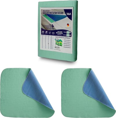 Wasbare incontinentie-oplegger 50 x 70 cm set van 2 - 4 lagen - tot 26280 ml/m² zuigkracht - wasbare incontinentie-onderlegger voor babybed en kinderbed. incontinentie onderlegger