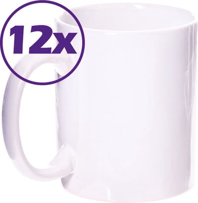 12 x witte sublimatiemok 330ml - bedrukbare sublimatie mok / Merk Stamina