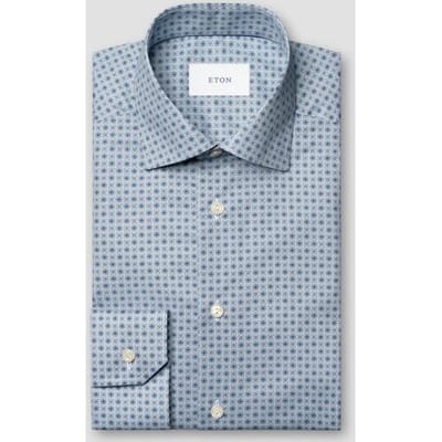 Eton Overhemd Micro Abstract Floral Pattern Signature Twill Organic Cotton Blauw / male