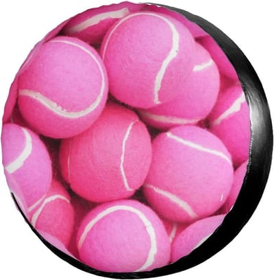 Reservewielhoes - Bandenbeschermer - Voertuig Beschermen - Uniek Tennisbal Print - Universeel 14-17 inch - Felroze
