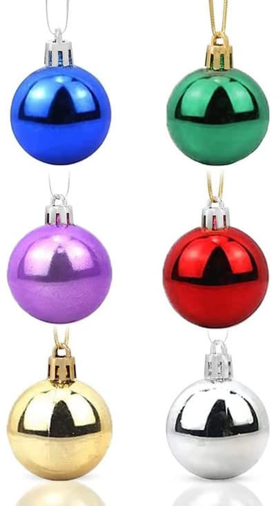 Kerstballen, 3 cm, kleurrijke kerstboomversiering, hangdecoraties, set voor kerstboom en andere evenementen