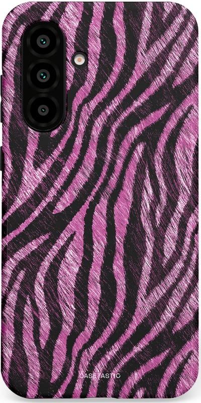 Casetastic hoesje geschikt voor Samsung Galaxy A36 / Samsung Galaxy A56 - Dubbellaagse bescherming - Roze Paarse Zebraprint - Fashion Case - Zwart Lila