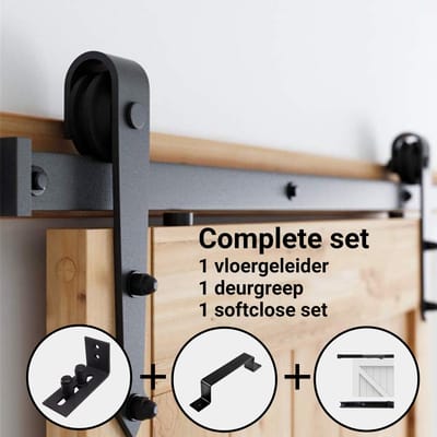 Barnwood Originals Pijl -schuifdeursysteem-staal - Complete set inclusief Handgreep, Softclose systeem en Deurgreep