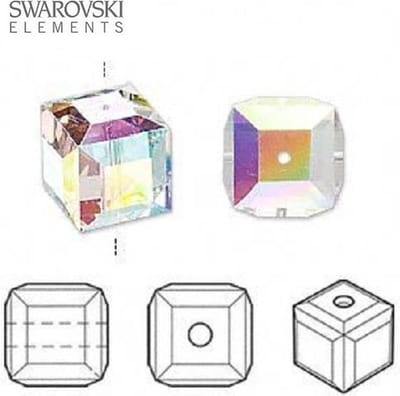 Swarovsi Elements, 2 stuks kubus kralen van 12mm (5601), clear AB