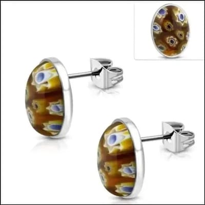Aramat Jewels | Oorbellen | Stijlvolle Murano Glas Bloemen Oorbellen | Bruin | | | | | Verkleurd niet