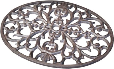 Ovale Onderzetter - Pannenhouder - Keuken Beschermen - Handgemaakt Gietijzer - 23x18 cm - Antiekbruin