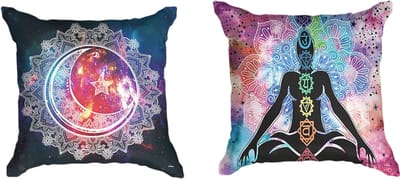 Ulticool  - Kussenhoes - Chakra Healing Aura Spiritualiteit Mandala - Set van 2 Kussens Exclusief Kussenvulling - Sierkussens 45x45 cm - Sierkussenhoes Accessoires - Kussentjes Bank voor Decoratie Woonkamer Slaapkamer Jeugdkamer Kinderkamer Babykamer