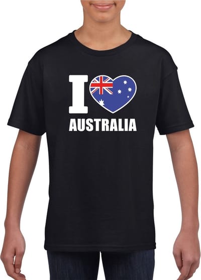 Zwart I love Australie supporter shirt kinderen - Australisch shirt jongens en meisjes 110/116