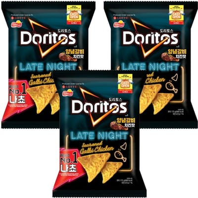 Lotte Doritos Galbi Assaisonné Saveur Poulet 172g x 3 Paquets Chips Tortilla Croustillantes Snack Coréen Savoureux