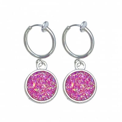 Klem oorbellen -Cleo -roze- zilverkleur-geen gaatje-Charme bijoux