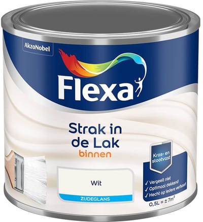 Flexa - Strak In De Lak Binnenlak Zijdeglans - Wit - Mengverf - 500 Ml