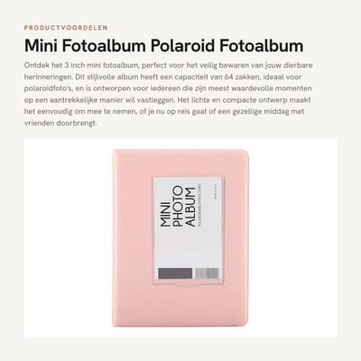 Dailygoods- Fotoalbum Grote Capaciteit - Mini Fotoalbum - Lichtgewicht - 64 Zakken - PVC - Perfect Cadeau - Fotoboek