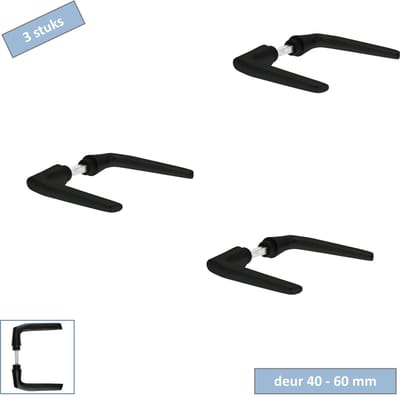 Starx Deurkrukken Duim – Set van 3 – Matzwart Aluminium Deurklinken – Zonder Rozet – Voor Binnendeuren 40-60 mm