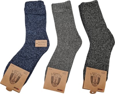 Alpaca Wollen Sokken- Huissokken - Wintersokken - Thermosokken - 3Pack – Blauw Grijs Dgrijs - 39-43