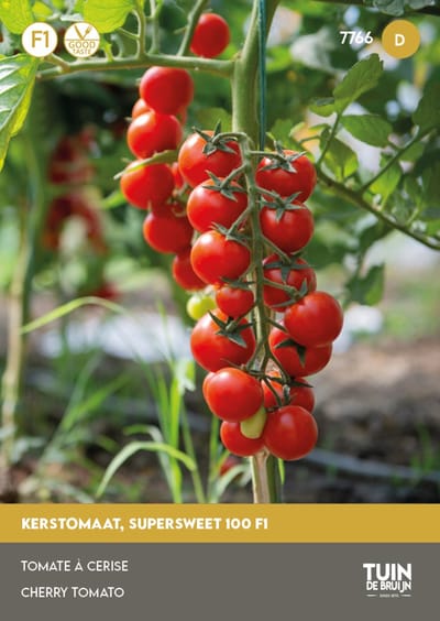 Tomaat Supersweet 100 F1 Zaden – Cherrytomaat – ±20 Zaden – Zeer Zoet – Hoge Opbrengst – Voor Kas, Tuin en Balkon – Kerstomaten Kweken
