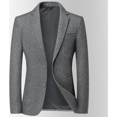 Lente en Herfst Nieuwe Stijl Wollen Pak Heren Slim-fit Strijkvrij Wollen Klein Pak Heren Wollen Casual Enkel Jasje Heren 4XL gray
