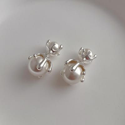 Bijoux Modernes Boucles d'Oreilles Perle Simulée Puces Avant et Arrière Pour Femme Fille Cadeau argenté