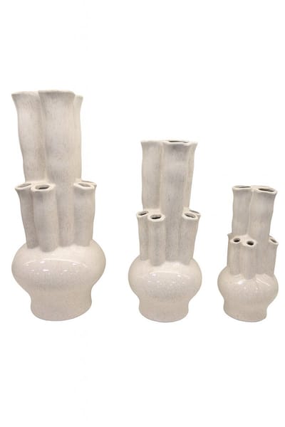Aardewerk tulpenvaas L beige
