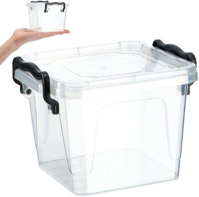KADAX Opbergdoos met deksel, robuuste plastic container van kunststof, lunchbox, transparante vershouddoos, lunchbox met kliksluiting (0,55 l)