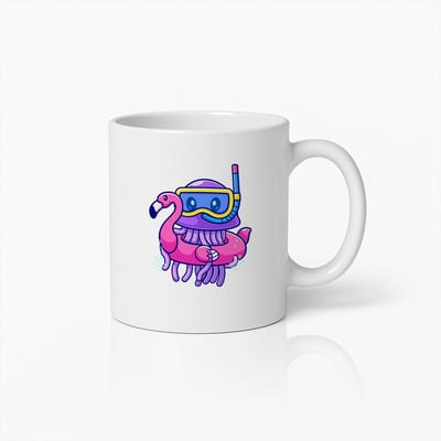 Leuke Flamingo Snorkelen Mok – Schattige Cartoon Dier Koffiebeker