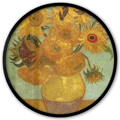 Poster in lijst Rond - Fotolijst 40x40 cm - Posters - Zonnebloemen - Vincent van Gogh - Ronde posterlijst zwart - Decoratie - Wanddecoratie woonkamer - Muurdecoratie slaapkamer