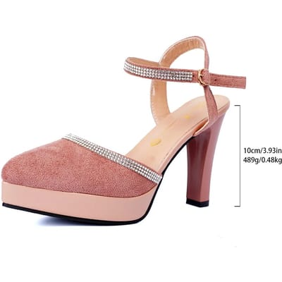 Damesschoenen Grote Maat Gesloten Teen Damessandalen Elegante Jurksandalen Dames Kristallen Gesp Riem Hoge Hakken Schoenen Vrouwelijk 41 beige