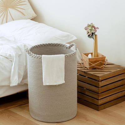 Grote Geweven Wasmand (72L) - Riet Stijl Opbergmand voor Kleding, Dekens of Speelgoed