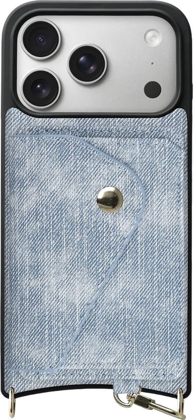 AVY Leren Hoesje Geschikt voor Apple iPhone 17 Pro | Met Magnetische Kaarthouder | Compatibel met MagSafe | Kustleren Case met Wallet | Denim