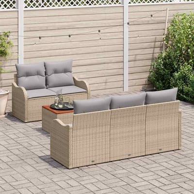 vidaXL - Tuinbank - Set - 6 - st - 5-Aantal - zitplaatsen - Beige - en - Lichtgrijs