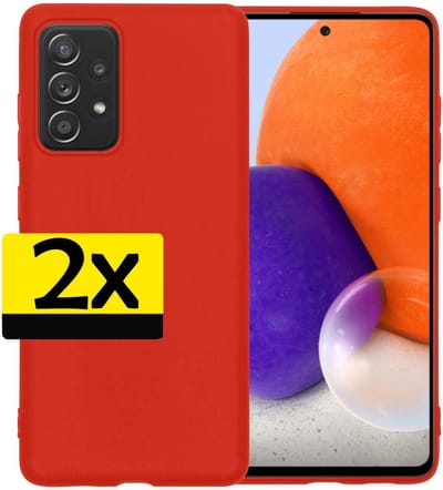 Hoesje - 2 Stuks - Geschikt voor Samsung Galaxy A72 - Sterk & Shockproof - Case Siliconen - Back Cover - Telefoon Hoes - Telefoonhoesjes - Rood