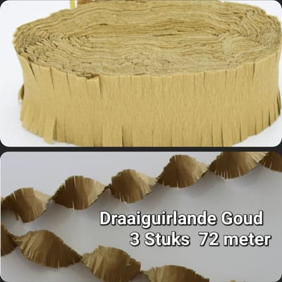 3 stuks  Draaiguirlande Goud, 72 meter, Huwelijk, Nieuwjaar, Carnaval, Verjaardag , Themafeest