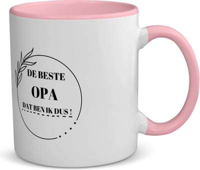 Akyol - de beste opa dat ben ik dus koffiemok - theemok - roze - Opa - de beste opa - verjaardag - cadeau - kado - geschenk - 350 ML inhoud