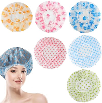 Dailygoods- Douchemuts Waterdicht - 6 Stuks - Elastische Douchemuts - Herbruikbare Kunststof - Douchemuts voor Dames - 28 cm - Douchekap