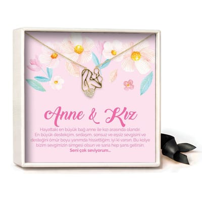 Pera Jewelry - 925 sterling zilveren Moeder & Baby ketting - Anne & Bebek Kolye – Anne & Kız - Collier - Ketting Dames - Ketting met Hanger