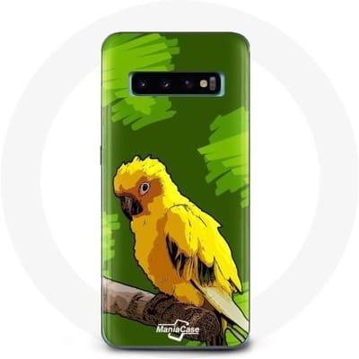 Coque - Samsung - Galaxy S10 - Oiseaux de Perruches - Jaune - Souple jaune