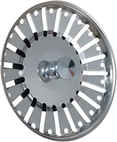 Aanrecht Zeef Plug - Spoelbak Afvoerfilter - Keuken Afval Filteren - Roestvrij Staal - 84mm Diameter - Zilver