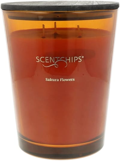 Scentchips® Sakura Flowers Geurkaars - Candle - XL - Kastanjebruin - 70+ Branduren