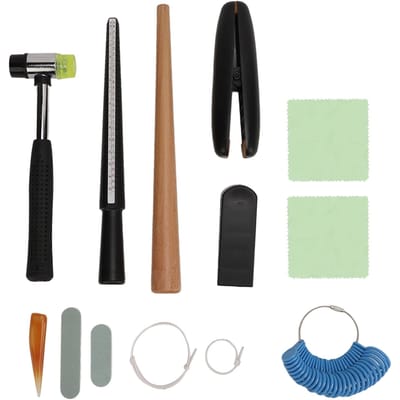 12 stuks US Ring Mandrel Set Ringmaat 0?15 Ringmaten Meetinstrumenten Sieraden Hamer Polijstgereedschap beige