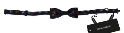 Dolce & Gabbana Blauwe Vlaggen 100% Zijde Verstelbare Hals Papillon Heren Strik