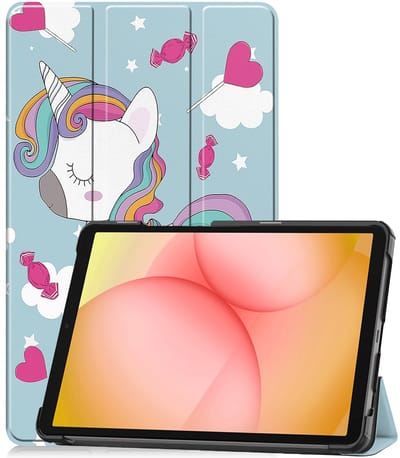 Hoesje - Geschikt voor Samsung Galaxy Tab A11 - Dun & Stevig - Trifold Bookcase - Hard Cover - Hardcover Book Case - Tablet Hoes - Eenhoorn