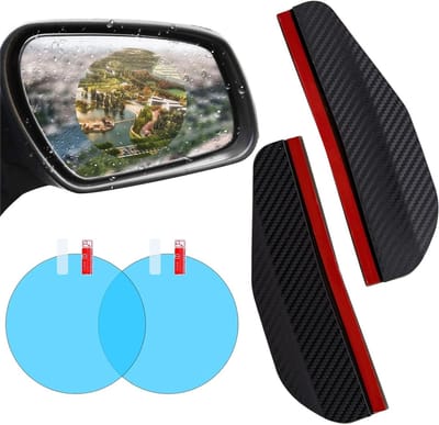 Set van 4 Regenbeschermers voor Autospiegels, Carbon Fiber, Waterafstotend, Antifog, Voor Zijramen en Achteruitkijkspiegels